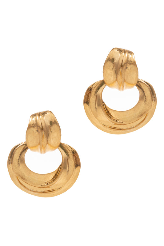 Tetxured Post and Drop Circle Statement Earring