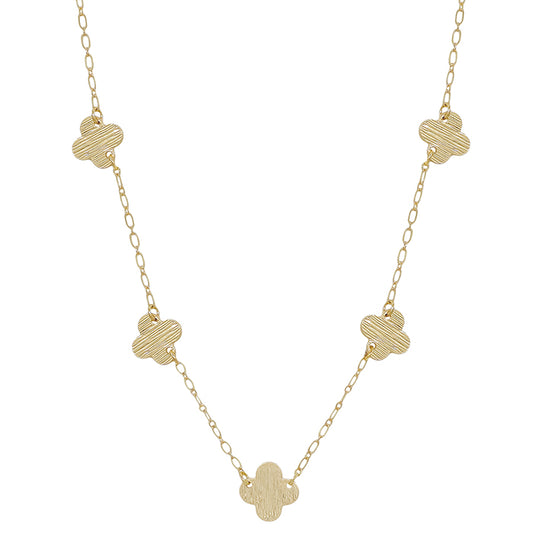 5 Clover Gold Metal Necklace