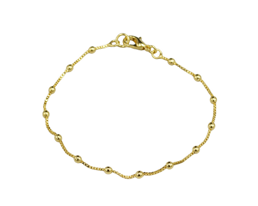 18K Gold Filled Chain Bracelet with Gold Ball Spacers