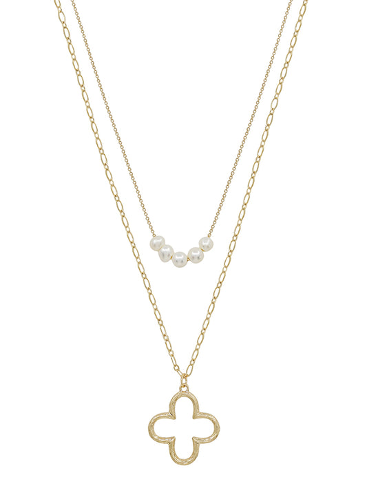 Clover Pearl Layered Necklace