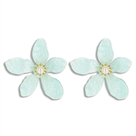 Acetate Flower Post Earring - Mint