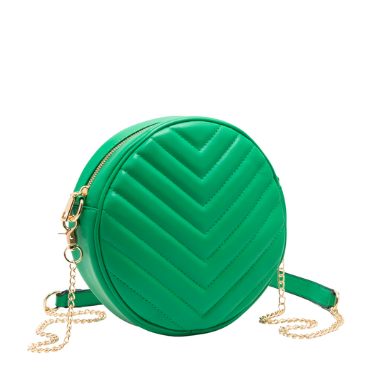 Round Quilted Crossbody - Kelly Green