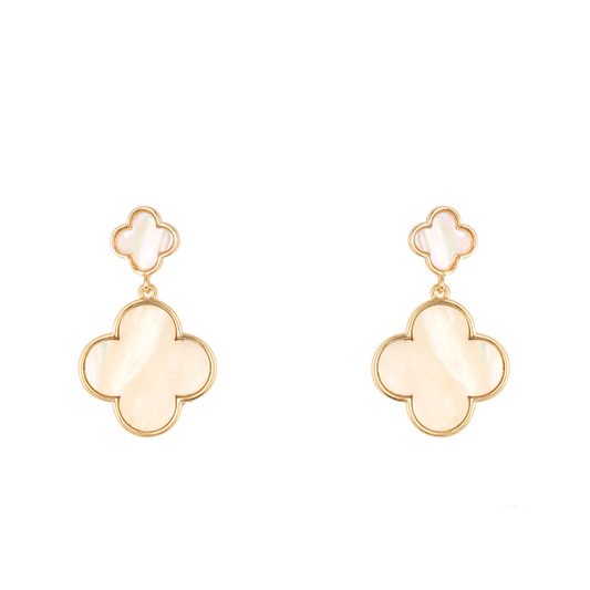 Mother of Pearl Clover Drop Earring