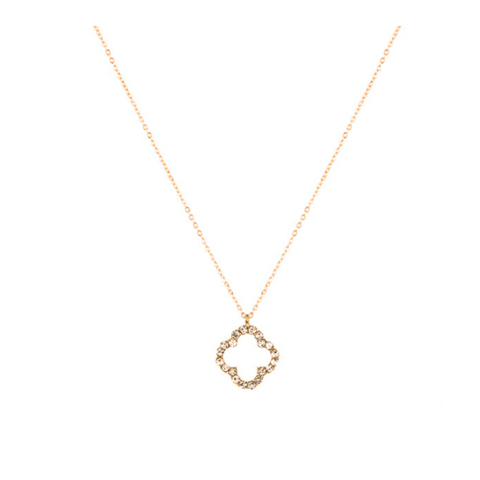 Rhinstone Clover Outline Necklace  - 18MM