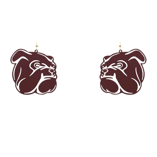 Bulldog Filigree Earring - Burgundy
