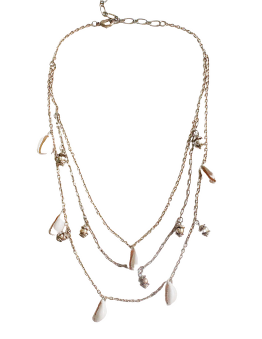 Multi Layer Chain Necklace with Shell Charms