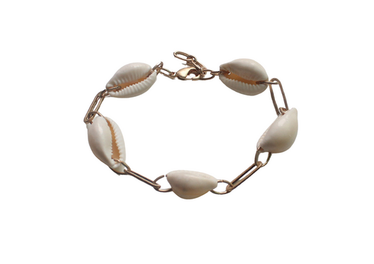 Shell and Gold Paper Clip Bracelet
