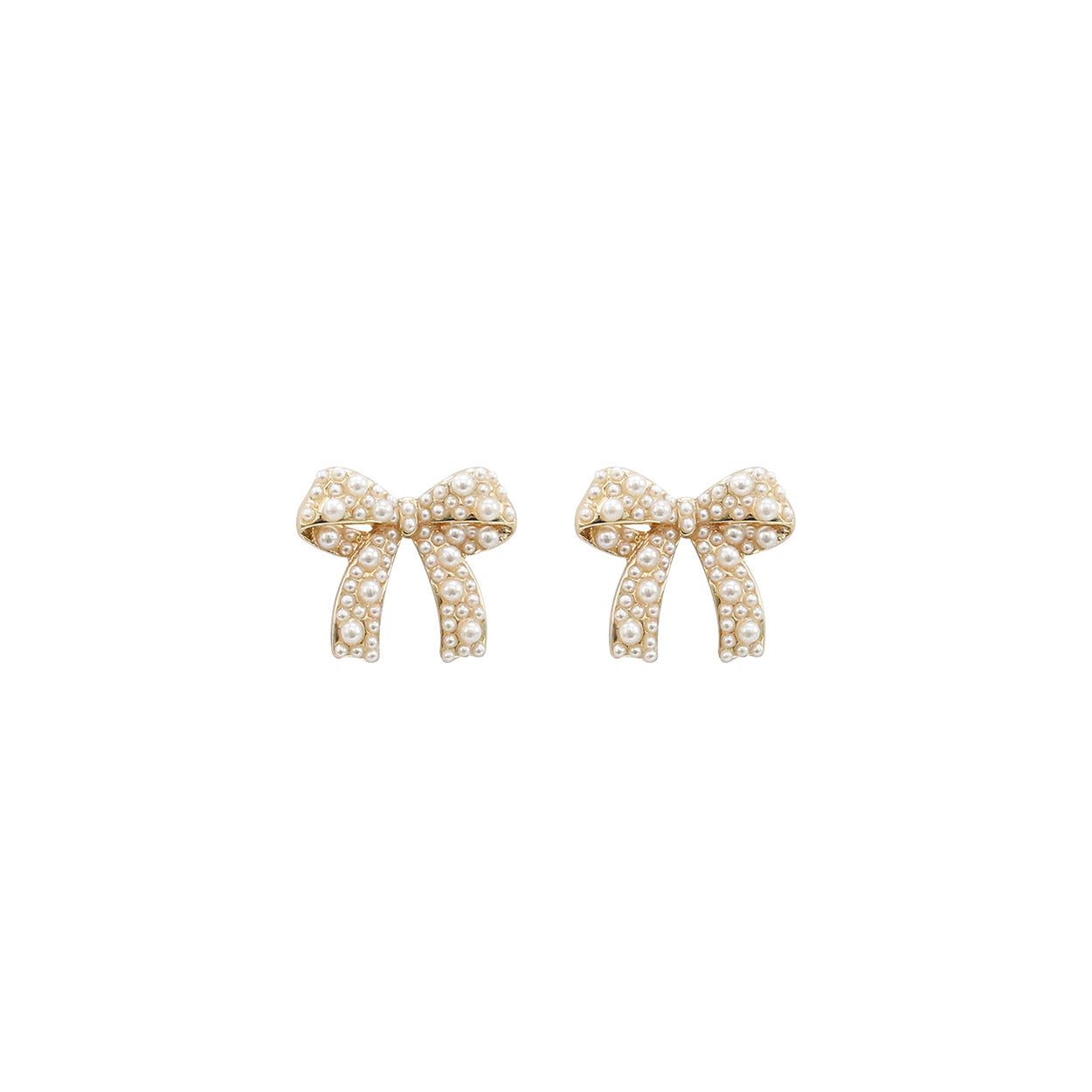 Pearl Bow Studs - Gold