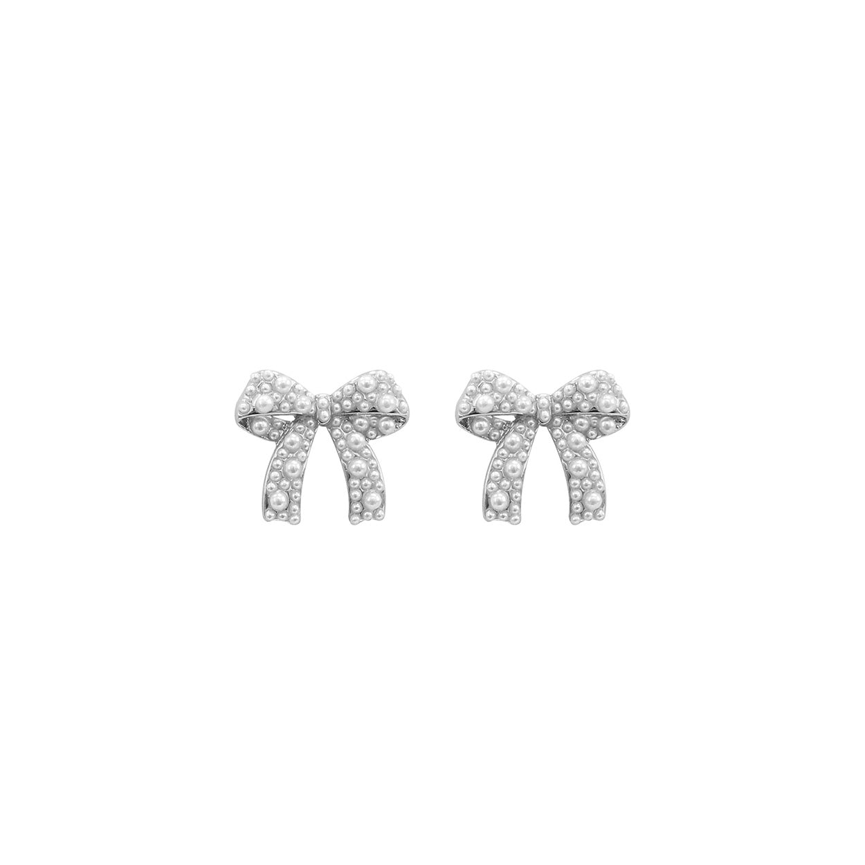 Pearl Bow Studs - Silver