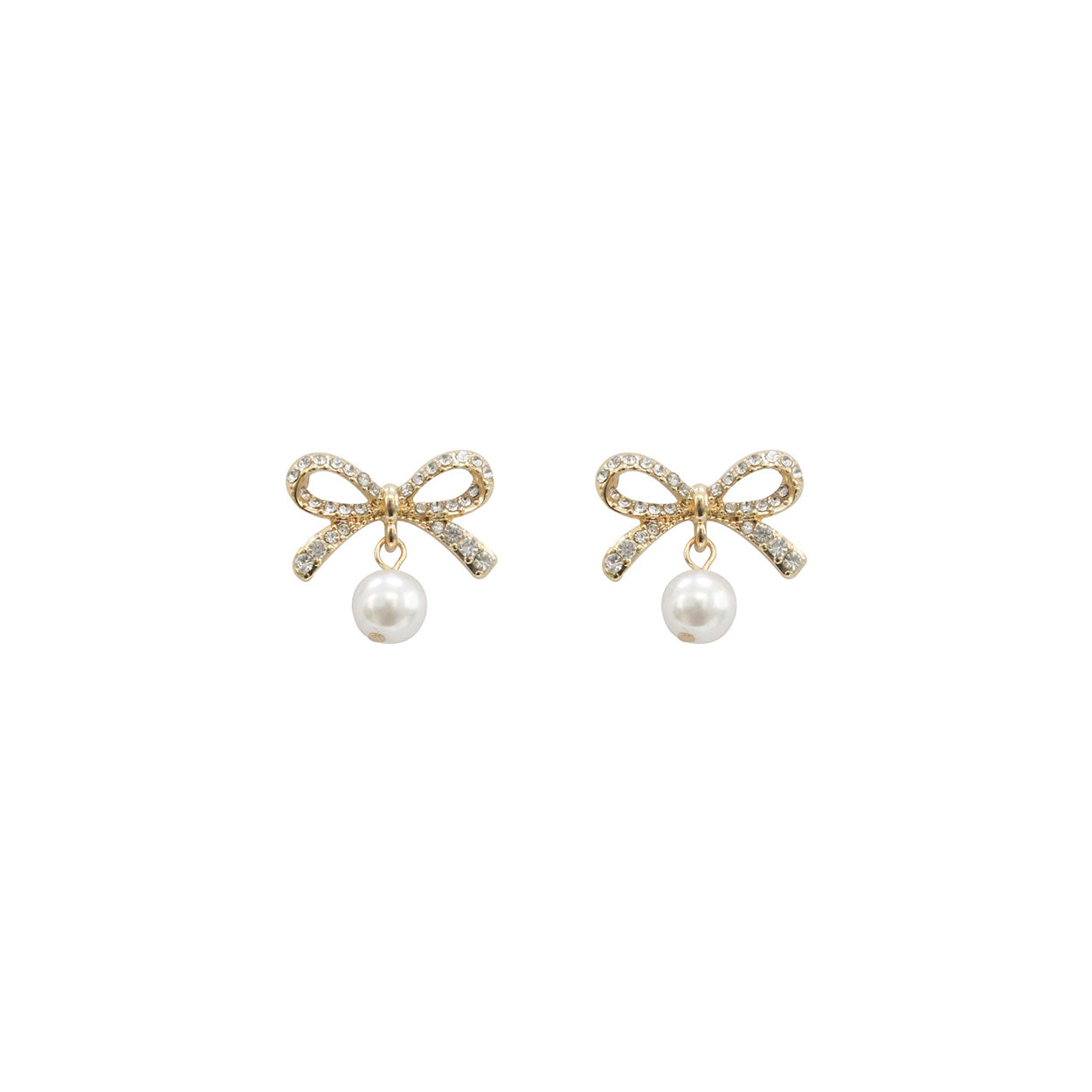 CZ Bow Stud with Pearl Drop