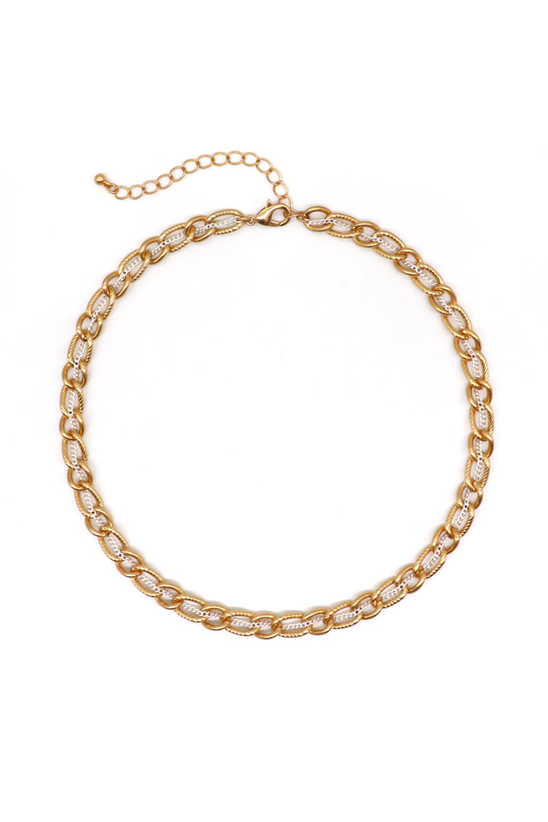 Two Tone Interlaced Chain Bracelet