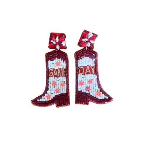 Beaded Burgundy/White Game Day Boot