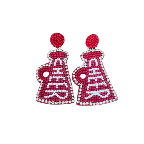 Beaded Burgundy/White Cheer Megaphone