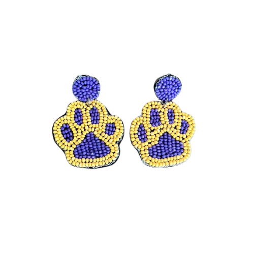 Beaded Yellow/Purple Paw Print