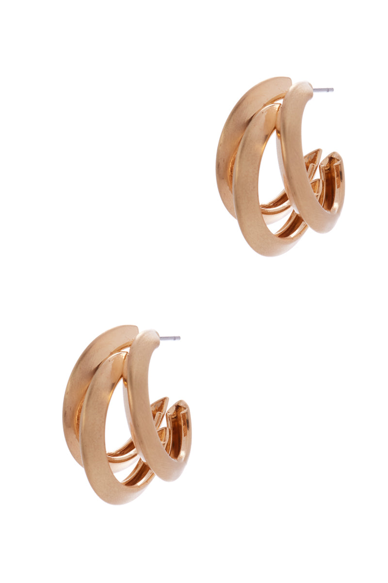 Polished Satin Triple Hoop - Gold