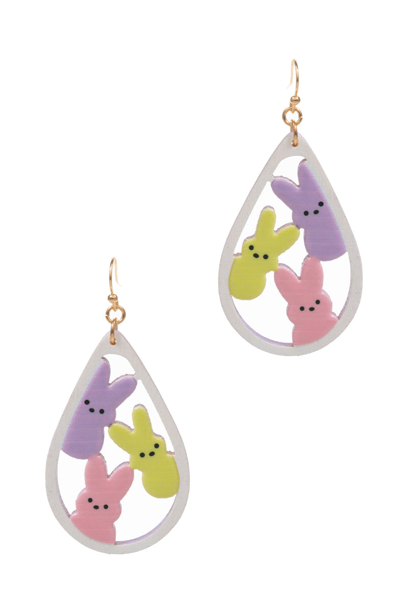 Multicolor Peep Wood Earring