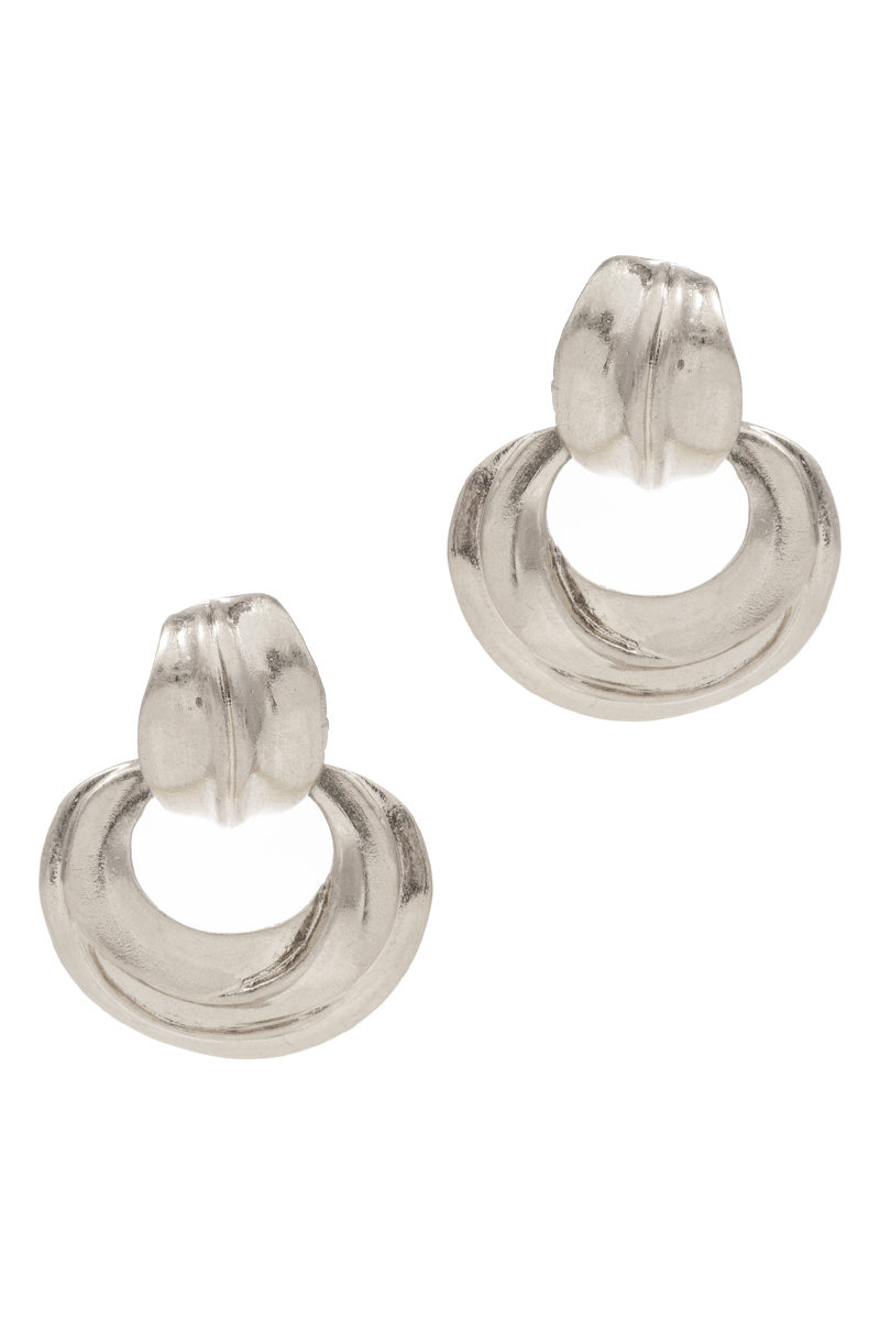 Tetxured Post and Drop Circle Statement Earring