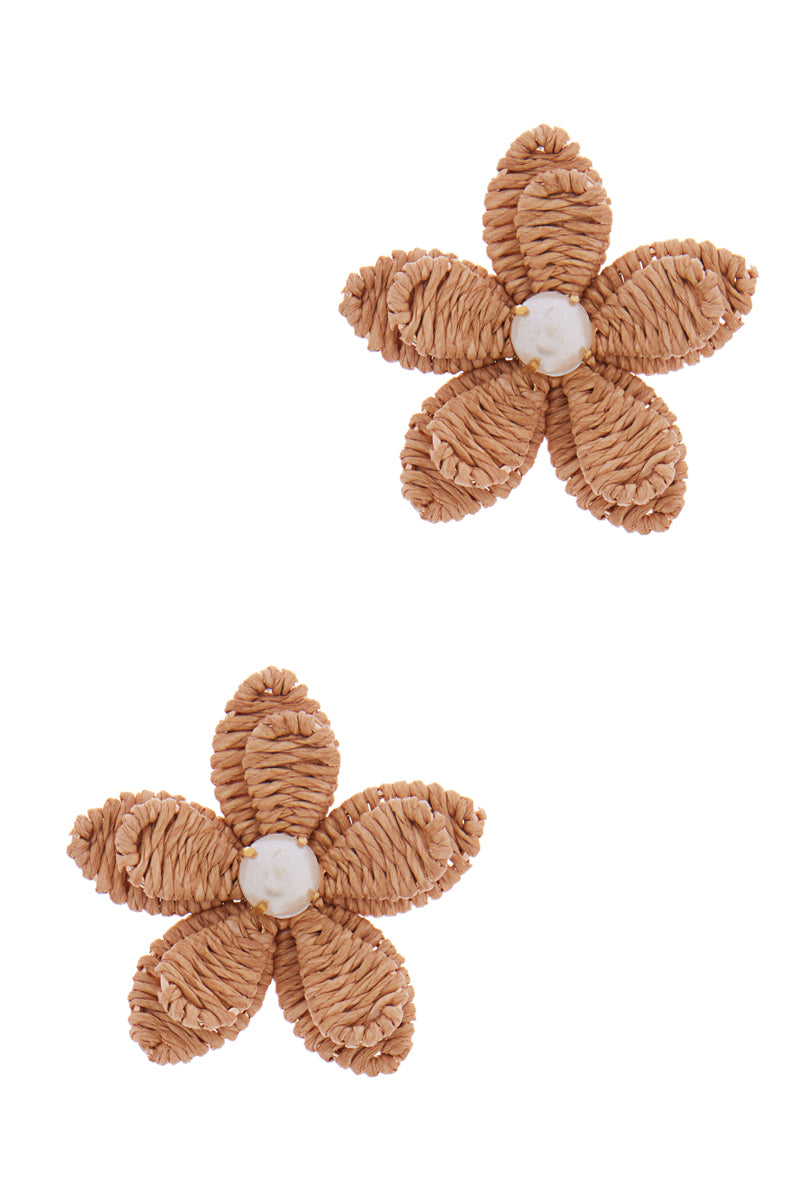 Raffia Flower with Pearl Center