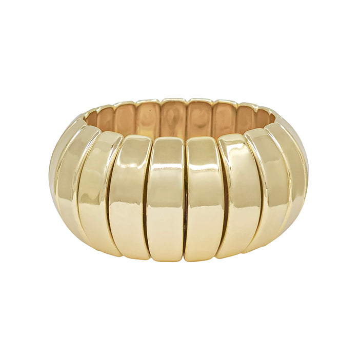 Rounded Bar Strech Bracelet - Shiny Gold