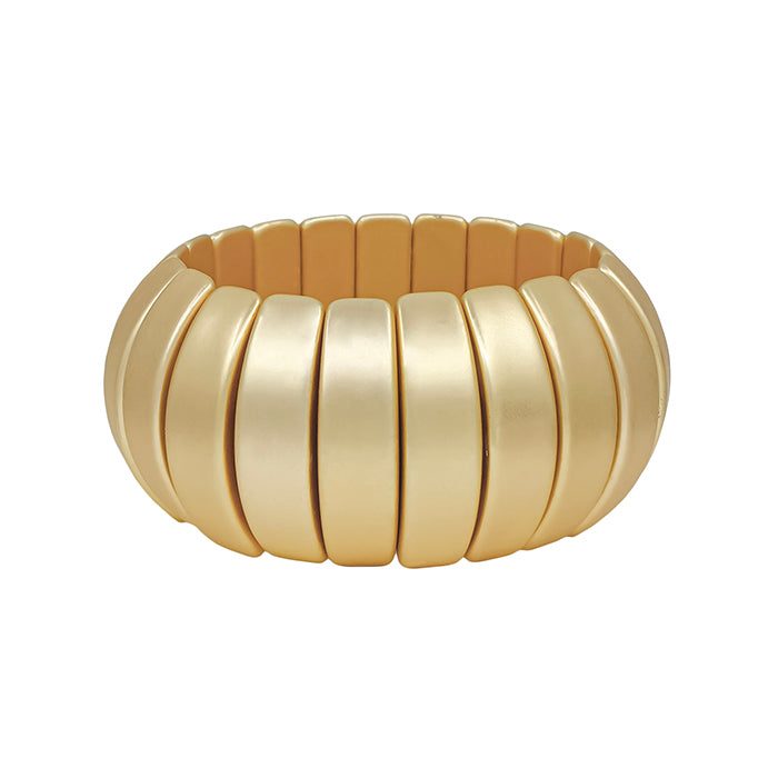 Rounded Bar Strech Bracelet - Matte Gold