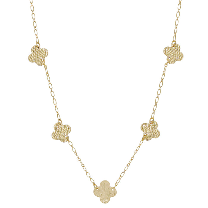 5 Clover Gold Metal Necklace