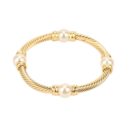 Metal Pearl Twisted Elastic Bracelet