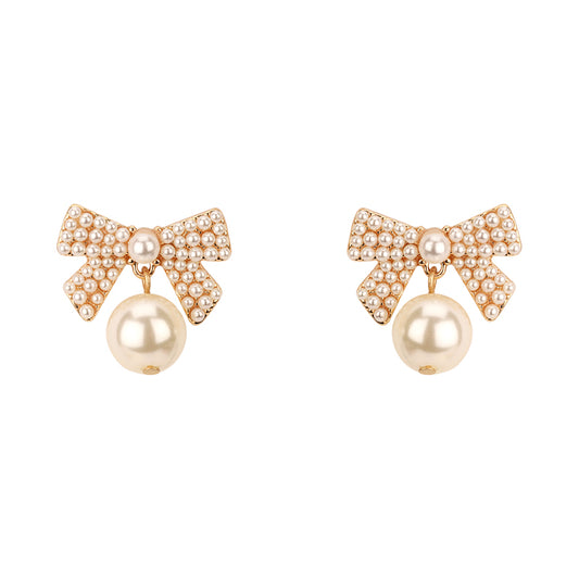 Pearl Bow Drop Earring