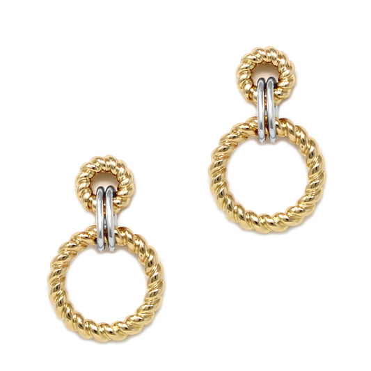 Twisted Duo Link Earring - Gold with Silver