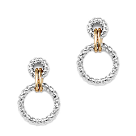 Twisted Duo Link Earring - Silver with Gold