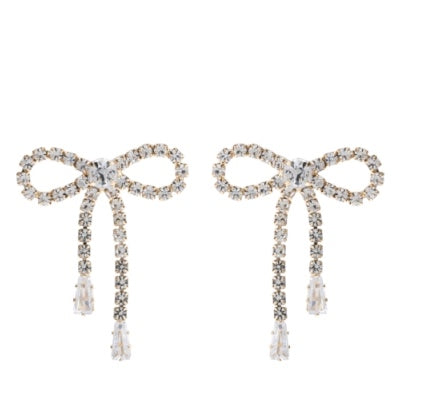 Baguette Bow Drop Earrings