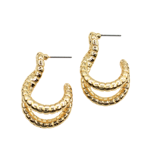 Textured Twist Hoop - Gold