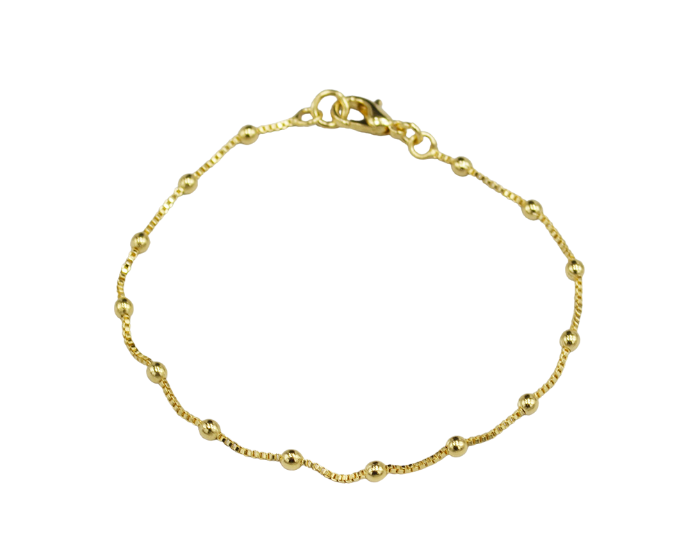 18K Gold Filled Chain Bracelet with Gold Ball Spacers