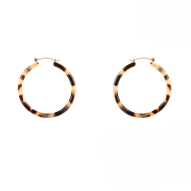 Tortoise Acetate Hoop - Cream