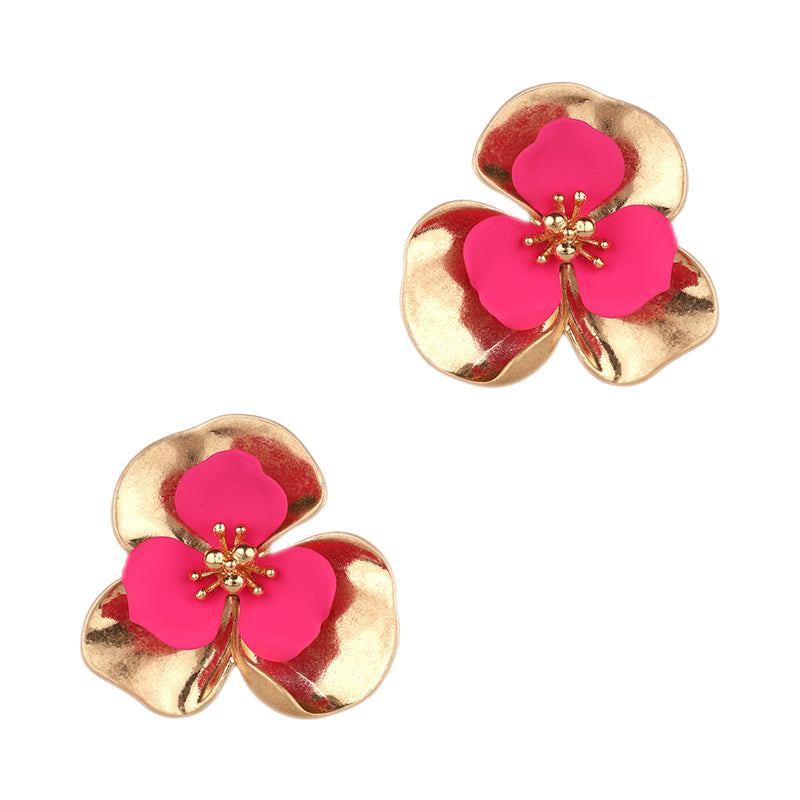 Coated Flower Post Earring