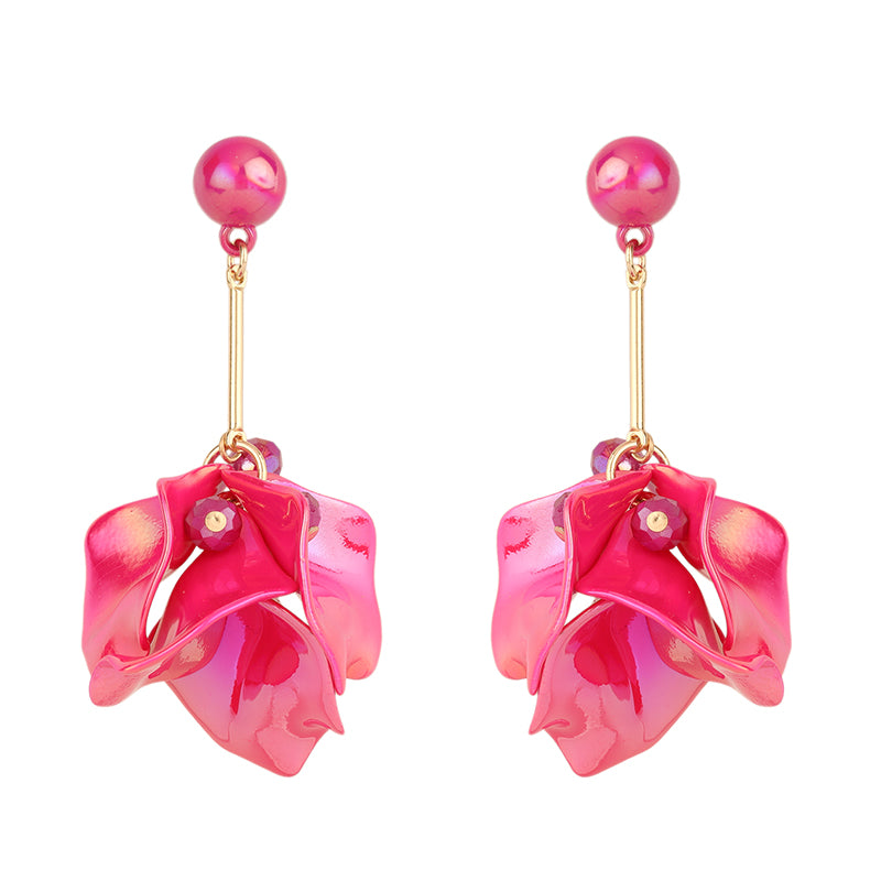 AB Coated Flower Dangle Earring