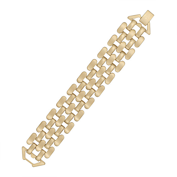 Wide Matte Watch Band Bracelet - Gold