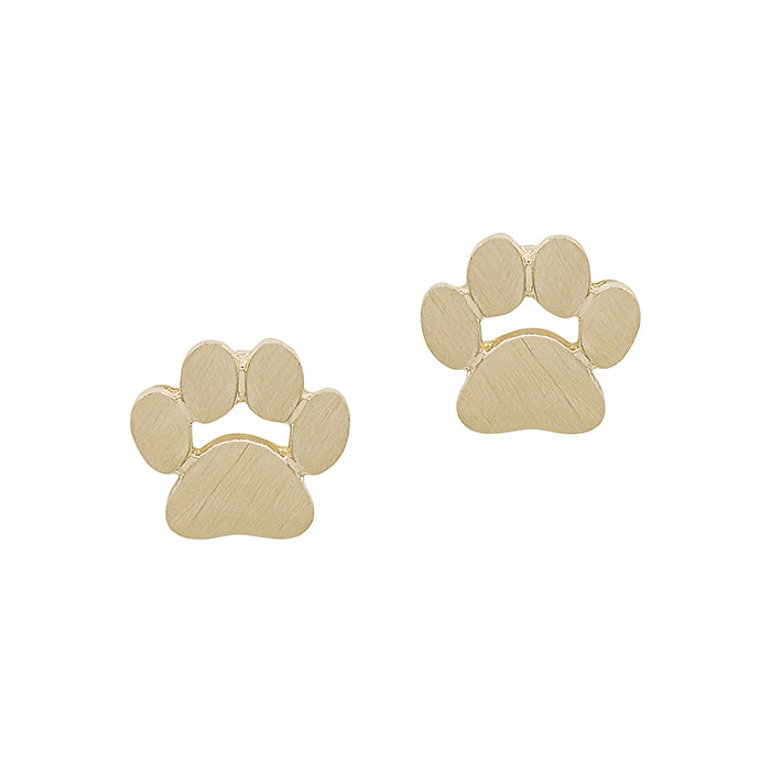 Paw Print Satin Studs - Gold