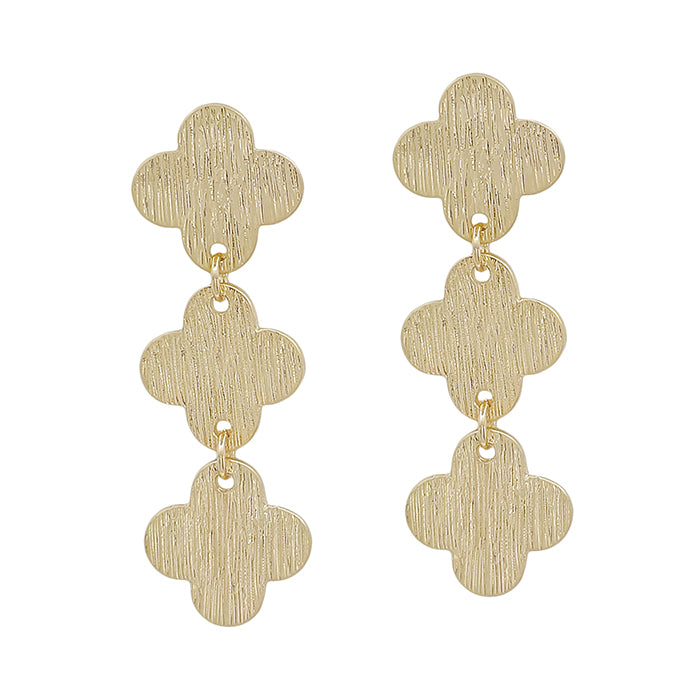 3 Drop Textured Clover Post Earring