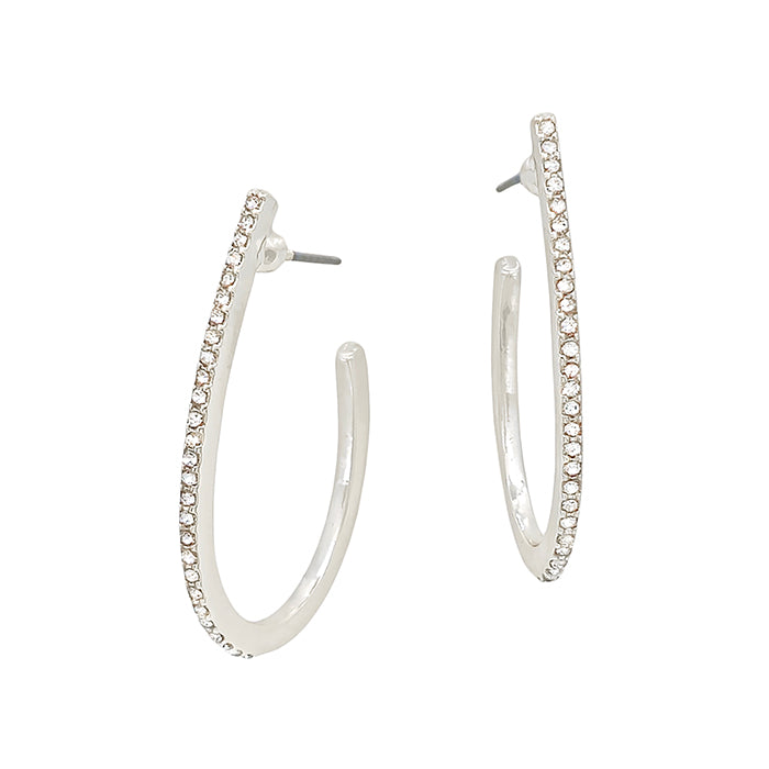 Teardrop CZ Pave Hoop - Silver