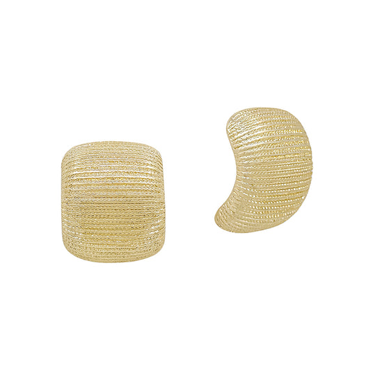 Volume Textured Metal Post Earring - Gold