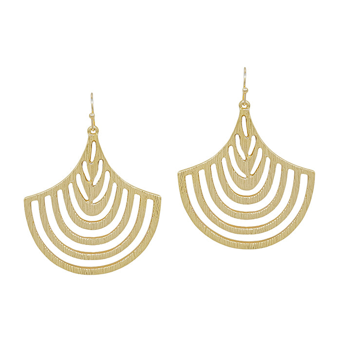 Geometric Fanned Metal Earring - Gold