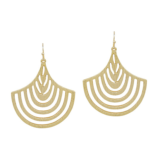 Geometric Fanned Metal Earring - Gold