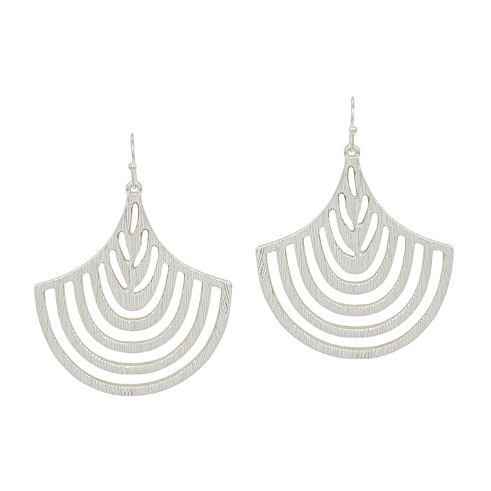 Geometric Fanned Metal Earring - Silver