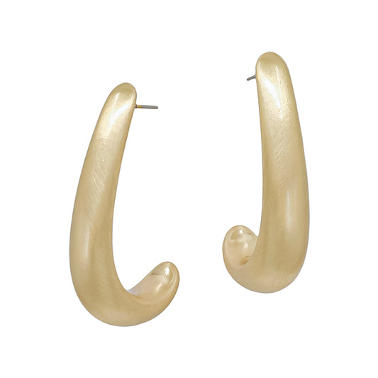 Medium Curved Metal Earring - Gold