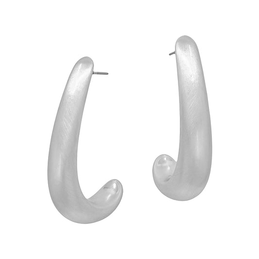 Medium Curved Metal Earring - Silver