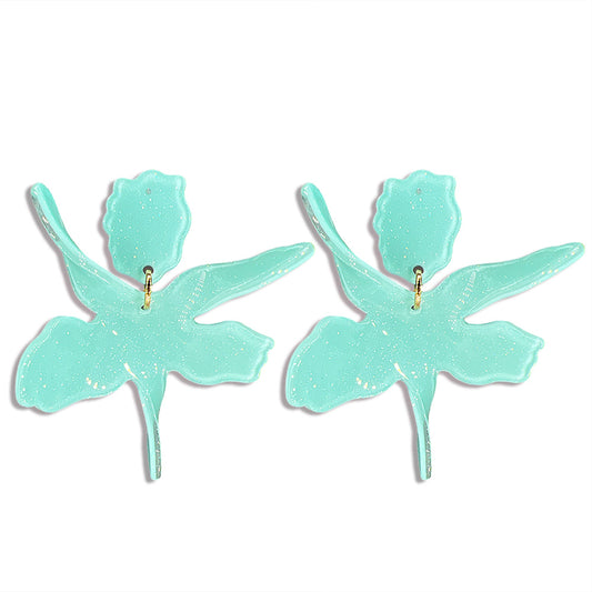 Acetate Flower Statement Earring - Mint