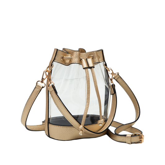 Clear Bucket Purse - Gold