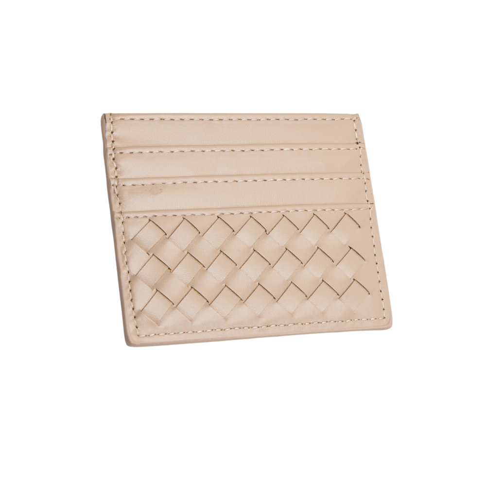 Woven Card Wallet - Beige