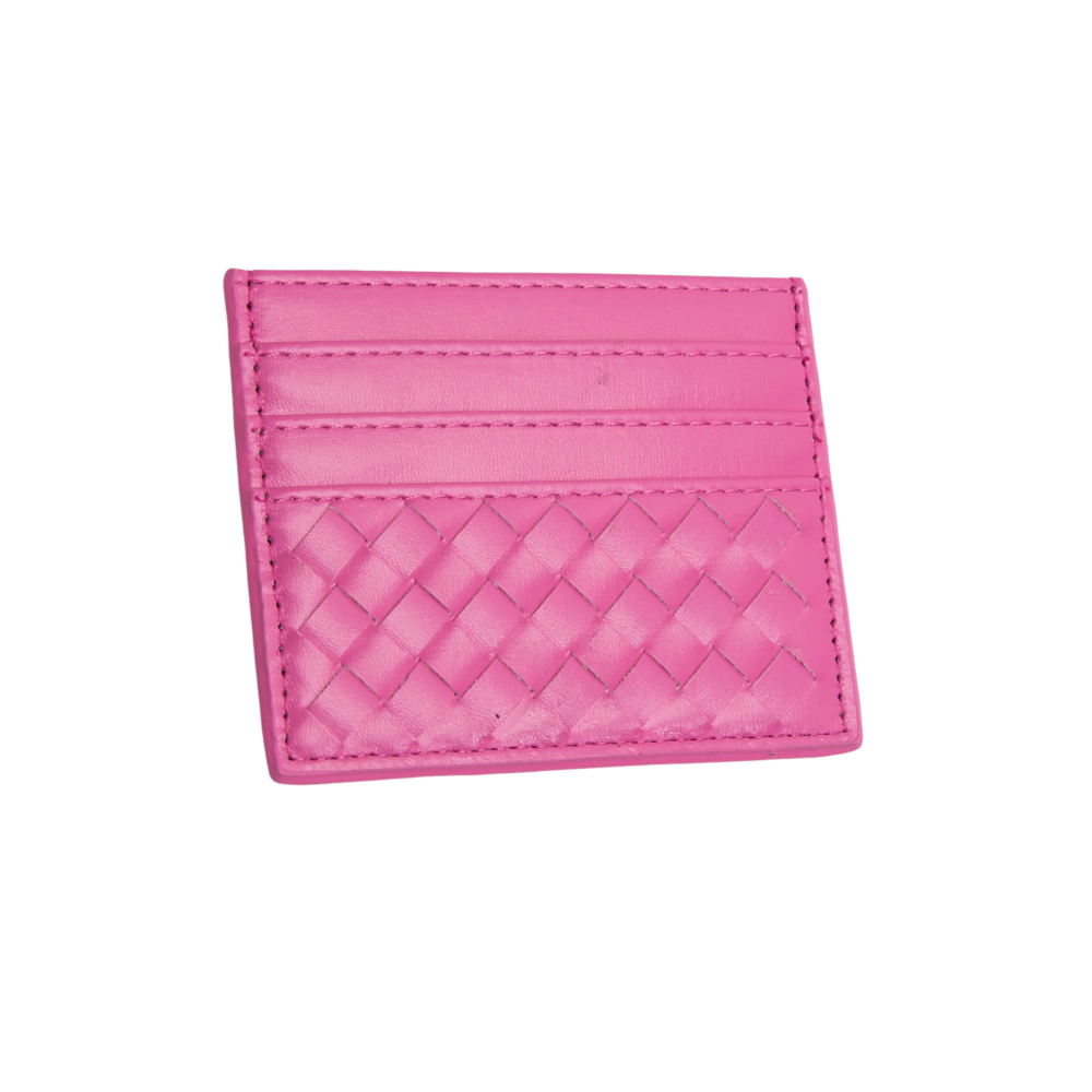 Woven Card Wallet - Fuchsia