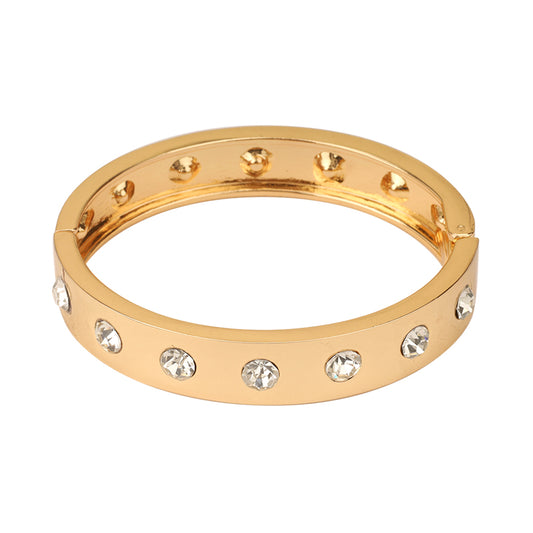 Gold and Rhinestone Hinge Bangle